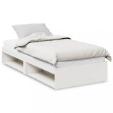 VidaXL Pat de zi cu saltea alb 100x200 cm lemn masiv de pin 3324593