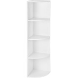 VASAGLE Raft de colt pentru podea, cu 4 nivele, din PAL, 30x30x130cm, alb Household NewTrend