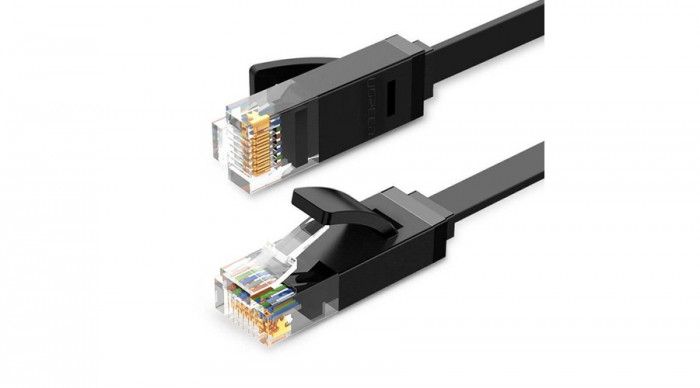 Ugreen Cablu patchcord Ethernet RJ45 Cat 6 UTP UTP cablu LAN plat 1000 Mbps 5m - negru (20163)