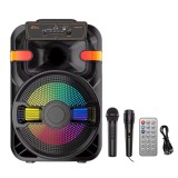 Boxa portabila karaoke ZQS10102, 2 microfoane, 90W PMPO, LED RGB