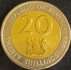 Moneda exotica - bimetal 20 SHILLINGS - KENYA, anul 1998 * cod 336 foto