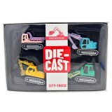 Set utilaje constructii 4 bucati machete metal excavator si basculanta jucarie copii