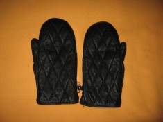 Manusi piele naturala neagra cu model Mar L (5647)