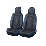 Huse auto premium 5 locuri Carguard Deluxe piele ecologică perforată - albastru &icirc;nchis - negru