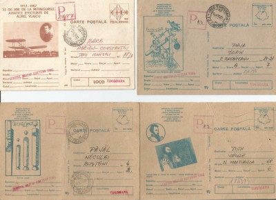 Rom&amp;acirc;nia, lot 4 cărţi poştale circulate, aerofilatelie 12 foto