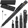 Pix tactic multifunctional, aliaj de aluminiu, negru, 2 capete de surubelnita, cap de pix, cap de ecran tactil, lanterna, cap de spart sticla, i, Oem