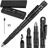 Pix tactic multifunctional, aliaj de aluminiu, negru, 2 capete de surubelnita, cap de pix, cap de ecran tactil, lanterna, cap de spart sticla, i, Oem