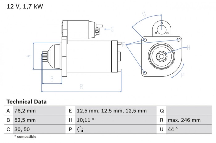 BOSCH 0 986 020 250 starter