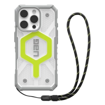 Husa pentru iPhone 16 Pro - UAG Pathfinder Clear Magsafe - Active Neon Lanyard foto