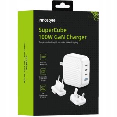 Innostyle Super Cube Puternic &Icirc;ncărcător Rapid De &Icirc;ncărcare Gan Călătorie Eu Us Uk Au 4X Usb Usb-C 100W Alb