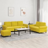 VidaXL Set de canapele cu perne, 3 piese, galben, catifea