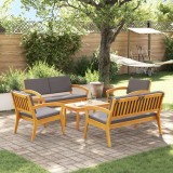 VidaXL Set Bistro 5 Piese cu Perne Lemn Masiv Acacia