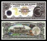 INSULELE CHATHAM █ bancnota █ 3 Dollars █ 2001 █ POLYMER TYVEK UNC necirculata