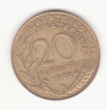 Franța 20 centimes 1989 foto