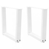 Picioare pentru măsuță de cafea &icirc;n formă de V, 2 buc., alb, 50x(42-43,3) cm, oțel