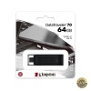 Kingston DataTraveler DT70 64GB, USB-C, USB 3.2 Gen 1, Negru, Metal &amp; Plastic, Inel Chei