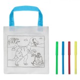 Set Creativ Pictat Geantă, Dinozauri, 4 Carioci Multicolor, 21x22 cm, Oem
