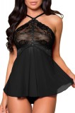 V283-1 Lenjerie neagra cu model dantelat
