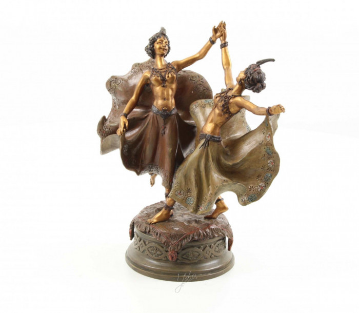 Doua dansatoare- statueta vieneza din bronz masiv WB-17