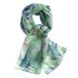 Esarfa subtire cu imprimeu floral verde