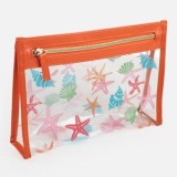 Portfard PVC Transparent cu Stele de Mare, 24x5x17cm, Portocaliu, CMCLASS