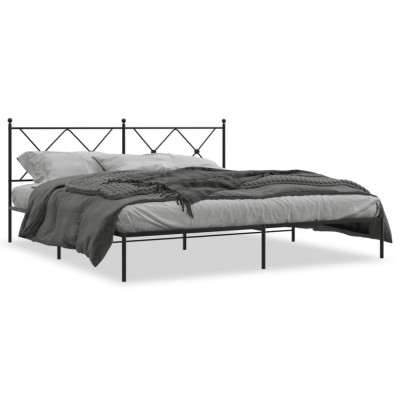 Cadru de pat metalic cu tablie, negru, 180x200 cm GartenMobel Dekor foto