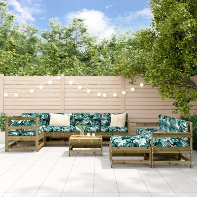 Gossi set mobilier de gradina cu perne, 10 piese, lemn de pin tratat foto