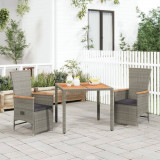 VidaXL Set mobilier de grădină cu perne, 3 piese, gri, poliratan