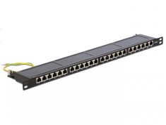 Patch panel 19" 24 porturi Cat.6 0.5U Negru, Delock 43316