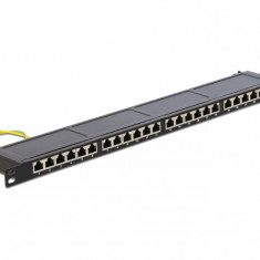 Patch panel 19" 24 porturi Cat.6 0.5U Negru, Delock 43316