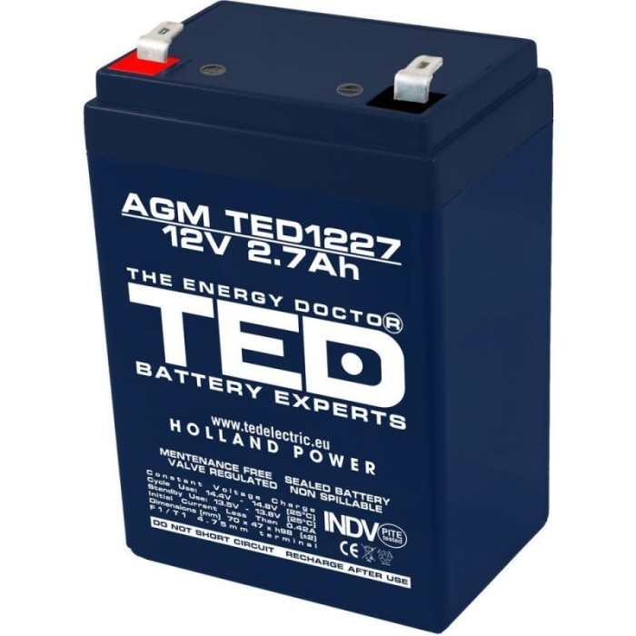 Acumulator pentru boxe portabile si alte dispozitive , 12 Volti , 2.7 Amperi , premium quality , negru
