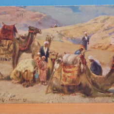 EGIPT - ALEXANDRIA - CARAVANA CU BEDUINI - 1913 - CIRCULATA.