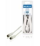 Cablu antena F tata fara filetare - F tata fara filetare alb 5m, Valueline