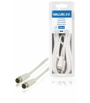 Cablu antena F tata fara filetare - F tata fara filetare alb 5m foto