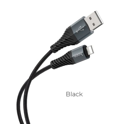 Cablu Hoco USB-A la Lightning 2.4A X38 1m Negru - Incarcare Rapida si Conectivitate Fiabila pentru Dispozitivele Tale Apple foto