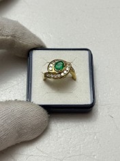 INEL AUR 18K + 18 Diamante = 1CT + 1 Smarald = 0.90CT - Vintage - 7.8g !