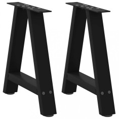 Picioare pentru masuta de cafea in forma de A, 2 buc., negru, 38x(42-43) cm, otel foto