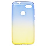 Husa silicon ombre albastru-galben semitransparenta pentru Huawei P9 Lite Mini (Y6 Pro 2017)