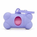 Dispenser Pungi Igienice pentru C&acirc;ini, Formă Os, cu Clemă, Mov, Roz