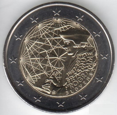 SLOVACIA moneda 2 euro comemorativ 2022_Erasmus, UNC foto