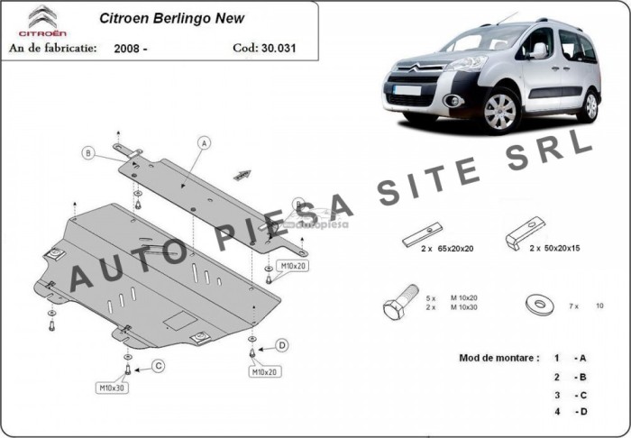 Scut metalic motor Citroen Berlingo fabricat incepand cu 2008 APS-30,031