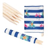 Paravan de plaja model flamingo - ananas, 6 metri, alb-albastru