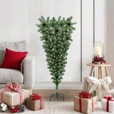 VidaXL Brad de Crăciun artificial, pre-iluminat, cu design cu susul &icirc;n jos și set cu mingi 3396843