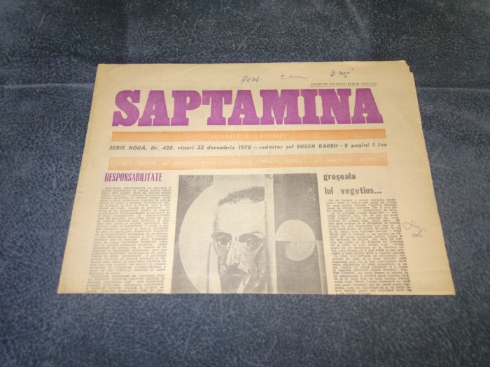 ZIARUL SAPTAMANA 22 DECEMBRIE 1978