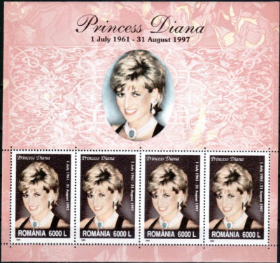 Romania 1999 - Diana - Prințesă de Wales, bloc neuzat foto