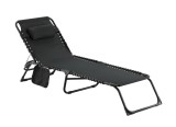 Sezlong pliabil de gradina si curte, negru, cu perna, 190x58x30 cm, Jollymag, LEZ2777