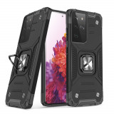 Wozinsky Ring Armor Husă Kickstand Tough Rugged Husă Pentru Samsung Galaxy S21 Ultra 5G Negru 9111201936249