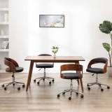 vidaXL Scaune bucătărie 4 buc, negru, lemn curbat &amp; piele ecologică