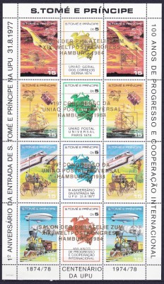 DB1 Sao Tome 1983 UPU Supratipar Congres Filatelic Hamburg Transporturi MS MNH foto