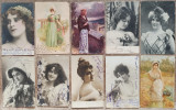 Eleganta feminina// lot 10 carti postale circulate in Romania, inceput sec XX, Necirculata, Printata